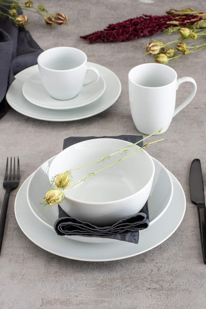 MÄSER 993650 Barca Frühstücks-Geschirr für 6 Personen, 18-tlg. Set, Porzellan, Weiss Frühstück-Set 1