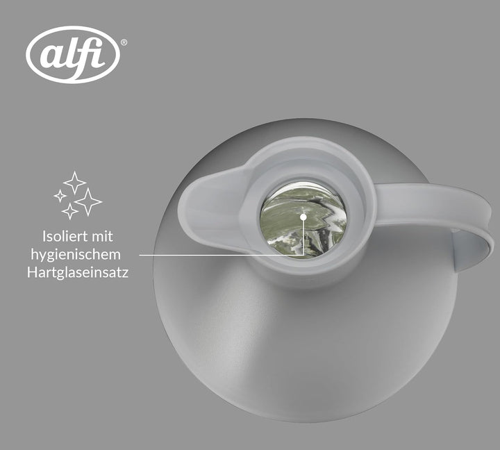 alfi KUGEL 0,94l, graphite grey mat, Kunststoff-Isolierkanne mit hygienischem Hartglaseinsatz, Drehv