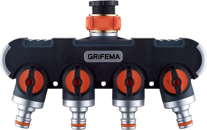 GRIFEMA 4-Wege-Verteiler, 3/4 Zoll und 1/2 Zoll Wasseranschluss Verteiler, 4 Geräte Können Gleichzei