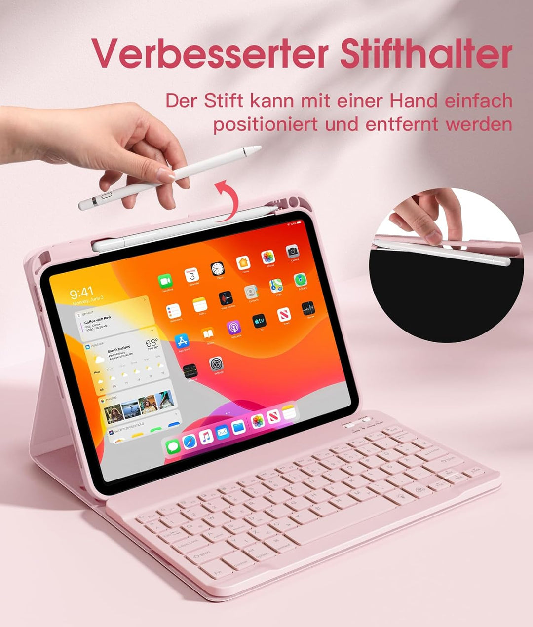 Vobafe Hülle mit Tastatur für iPad A16 11 Generation 2025/10 Gen 2022 10.9 Zoll, Air 11 Zoll M3/M2,