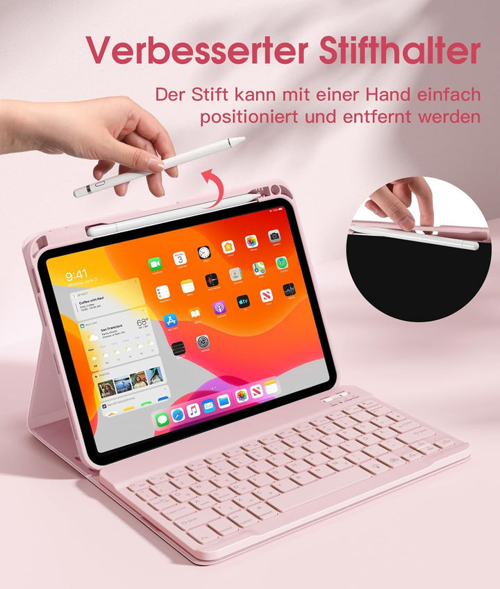 Vobafe Hülle mit Tastatur für iPad A16 11 Generation 2025/10 Gen 2022 10.9 Zoll, Air 11 Zoll M3/M2,