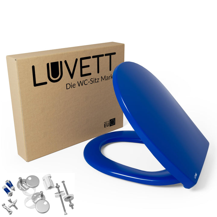 LUVETT® WC-Sitz mit Absenkautomatik C100 oval universell, Toilettendeckel mit 3 Edelstahl Montagelös
