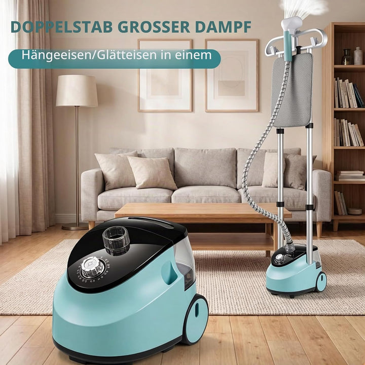 Steamer Dampfglätter, 1800W Doppelbügelstange Standdampfglätter, Dampfglätter mit 1.9L Wassertank, B