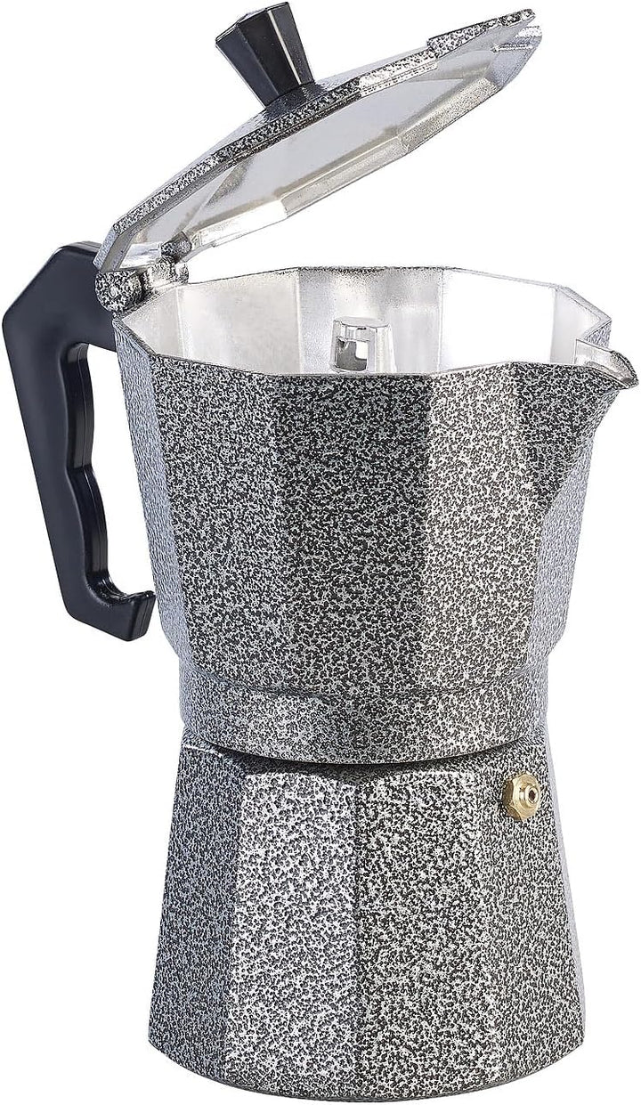Espressokocher Gas: 2er Set Espresso-Kocher in Hammerschlag-Optik, für 6 Tassen, 300 ml (Mokkakannen