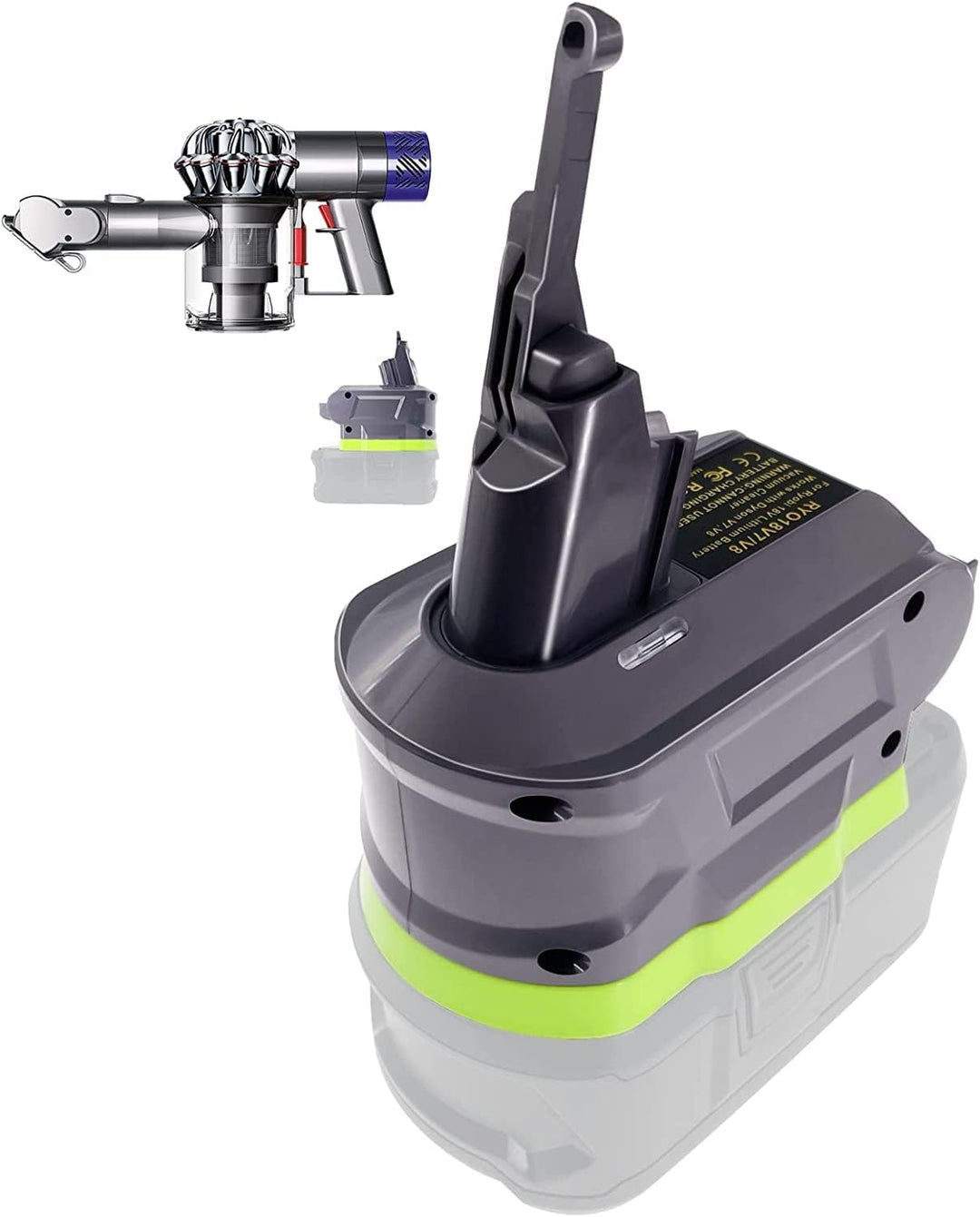 Verbesserter RY18V7V8 Adapter für Dyson V7+V8 Vakuumreiniger, Vakuumadapter für Ryobi 18V Lithiumbat