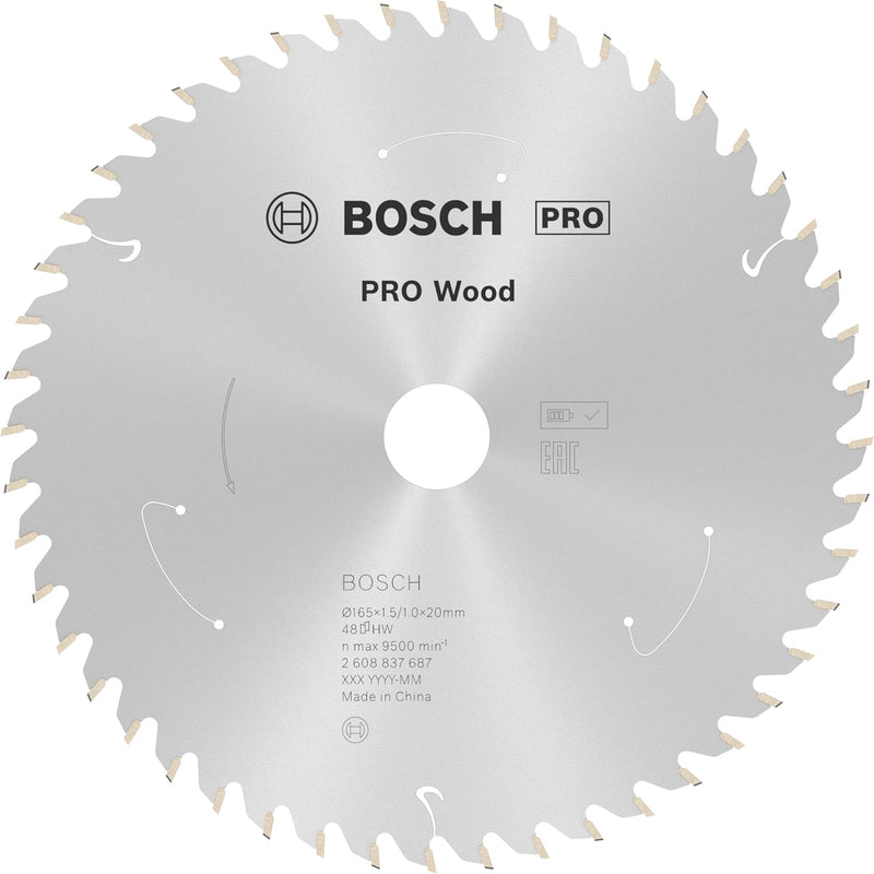 Bosch Accessories 1x Kreissägeblatt Standard for Wood (Holz, Sägeblatt Ø 165 x 20 x 1,5 mm, 48 Zähne