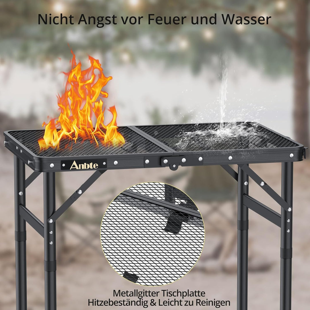Anbte Campingtisch Klapptisch mit 3 Verstellbare Höhe Falttisch aus Aluminium 60 * 40cm Koffertisch