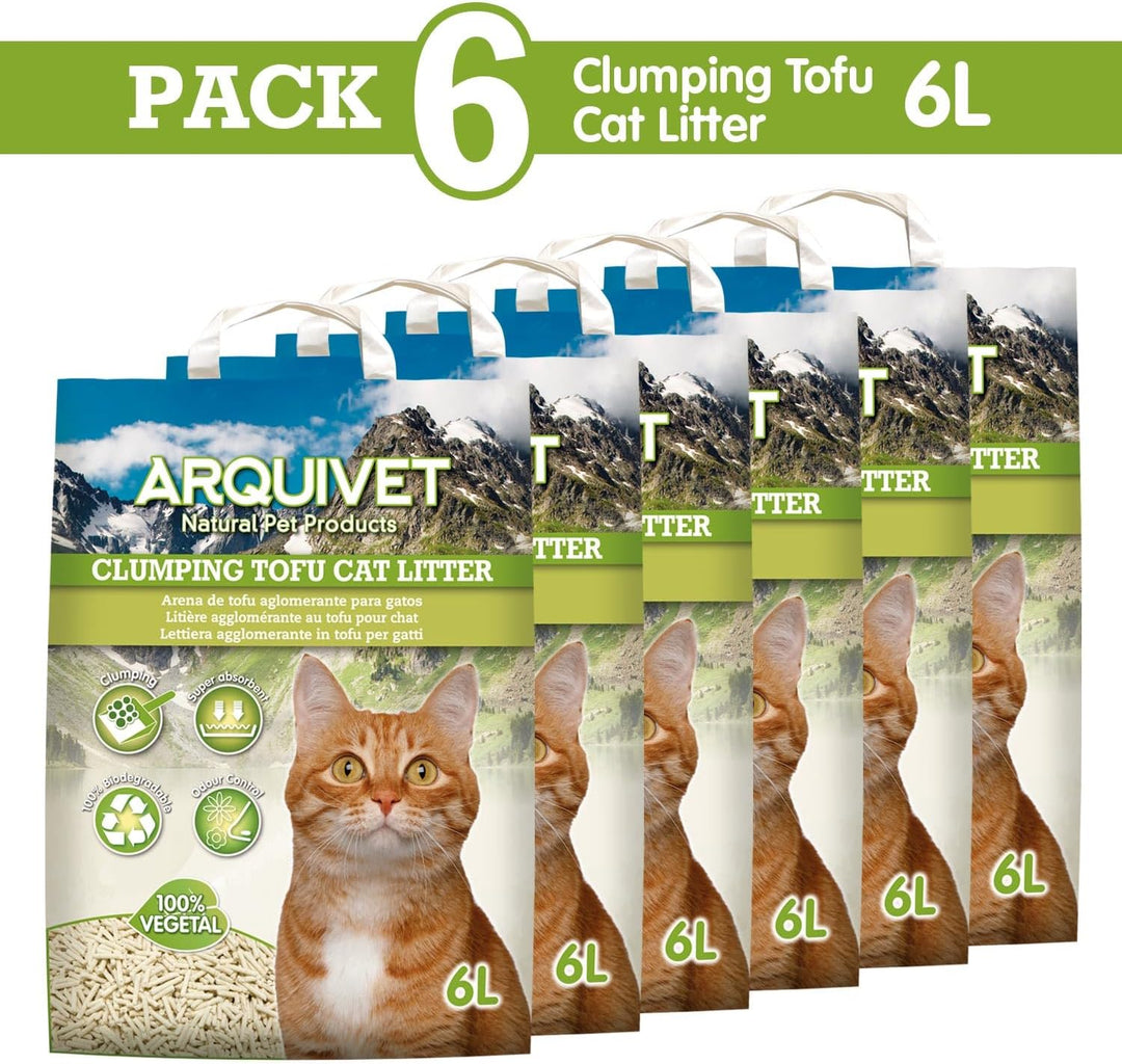 Tofu Katzenstreu, 6 l, Packung mit 6 Stück, Bindemittel und saugfähig weiss 6L x 6u, weiss 6L x 6u