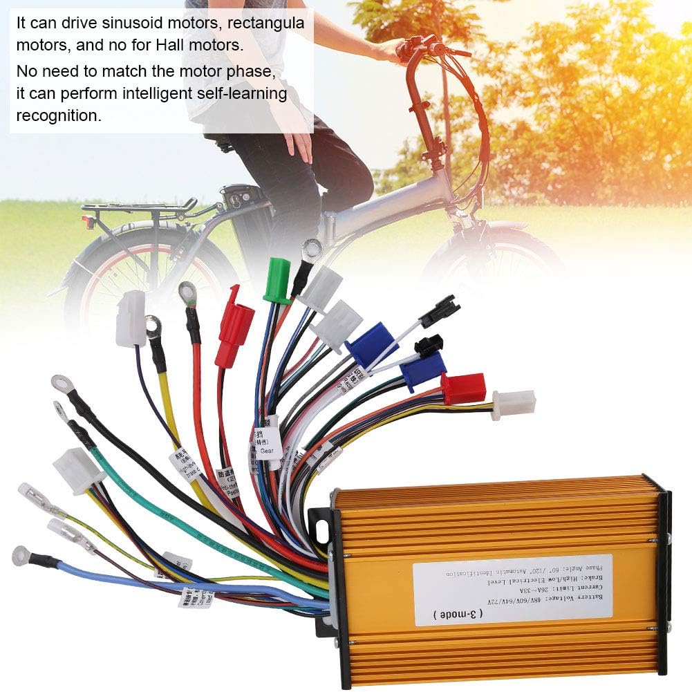 E-Bike Brushless Speed Motor Controller 12 Tube Three-Mode Sinusoid für Elektroroller 48V 60V 64V 72
