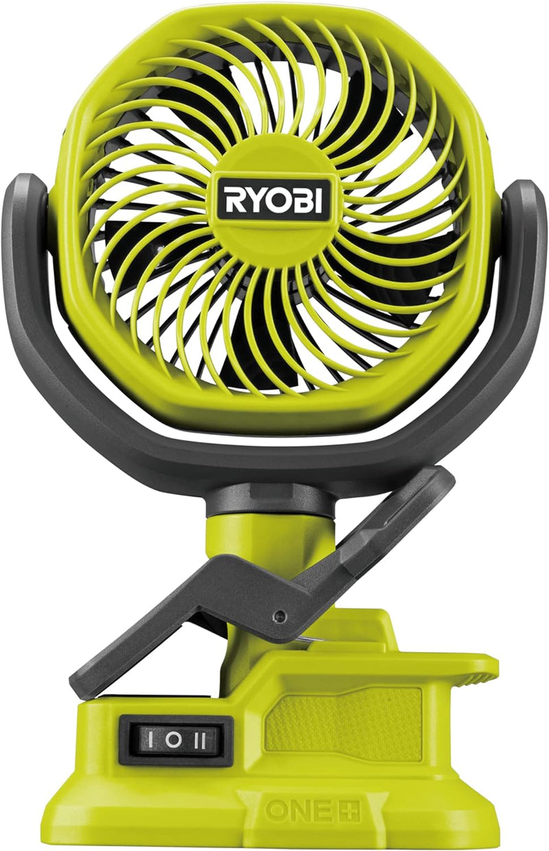 RYOBI 18 V Akku-Clip-Ventilator RCF18-0 (Kompakter und tragbarer Akku-Ventilator, gummierte Befestig