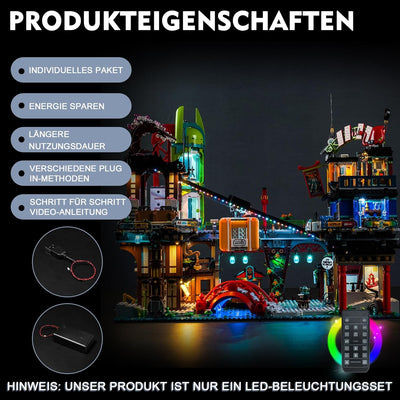 Fernbedienung Dekorationsbeleuchtungsset für Lego Ninjago City Markets 71799 Baukasten (Nicht Lego),