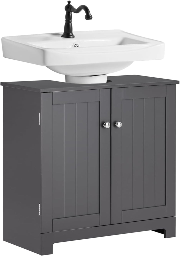 SoBuy BZR18-II-DG Waschbeckenunterschrank Badschrank Waschtisch Unterschrank Badmöbel Dunkelgrau BHT