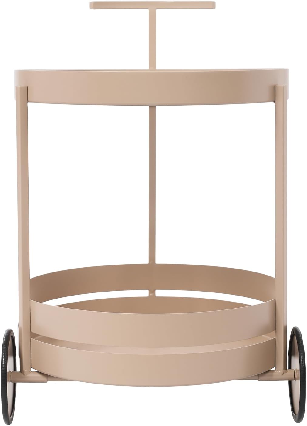 2-Stöckig Rund Servierwagen mit 2 Räder, Ladekapazität Jeder Stufe 10kg, 40x40x61m, Teewagen für Mei