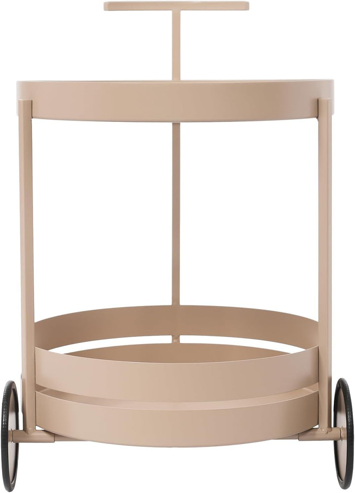 2-Stöckig Rund Servierwagen mit 2 Räder, Ladekapazität Jeder Stufe 10kg, 40x40x61m, Teewagen für Mei