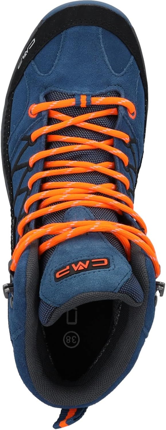 CMP Kids Rigel Mid Trekking Wp Walking Shoe, Dusty Blue Flash Orange, 28 EU