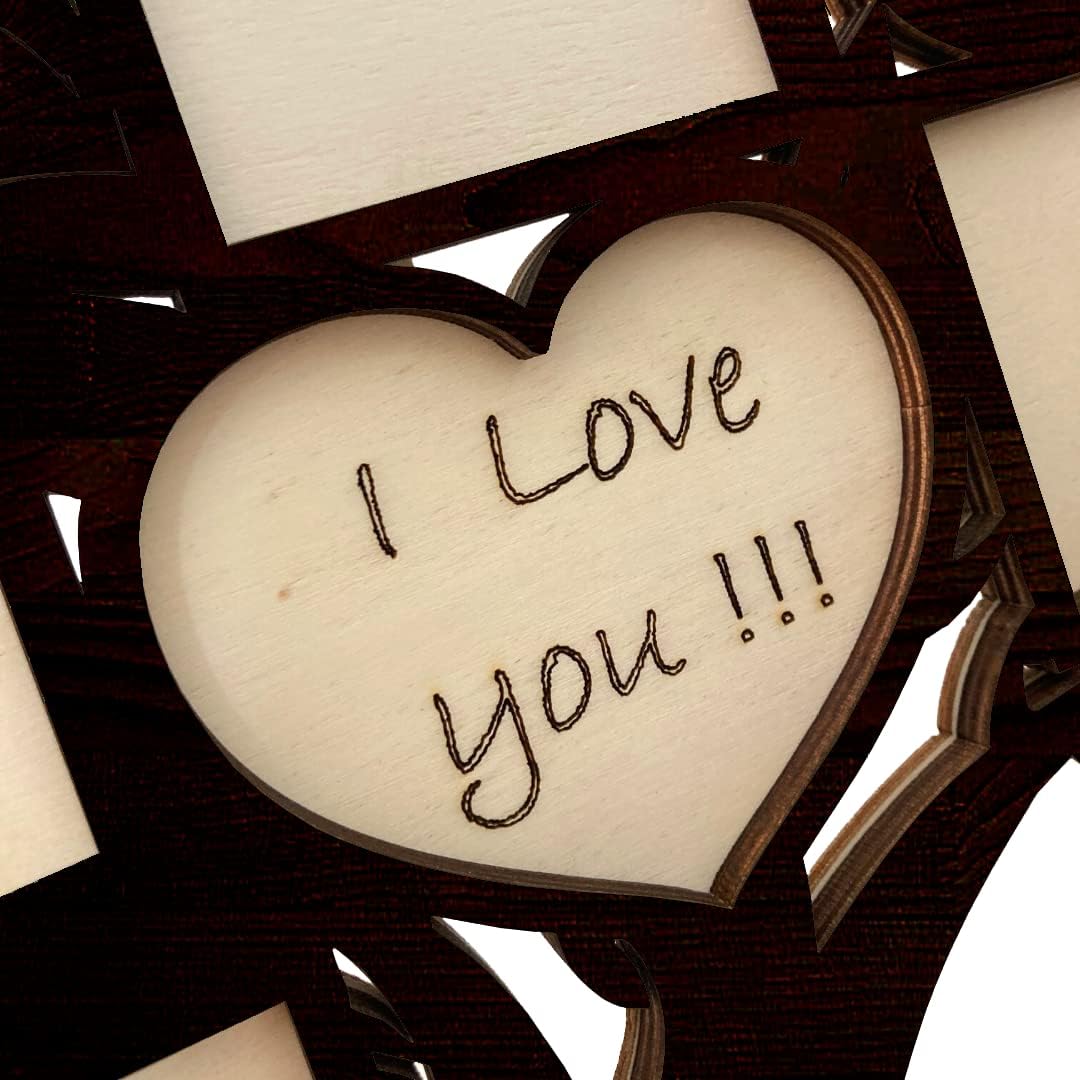 Pekiedo Bilderrahmen Lebensbaum aus Holz, Mehrfach-Bilderrahmen Love You, Geschenkidee für Freundin,