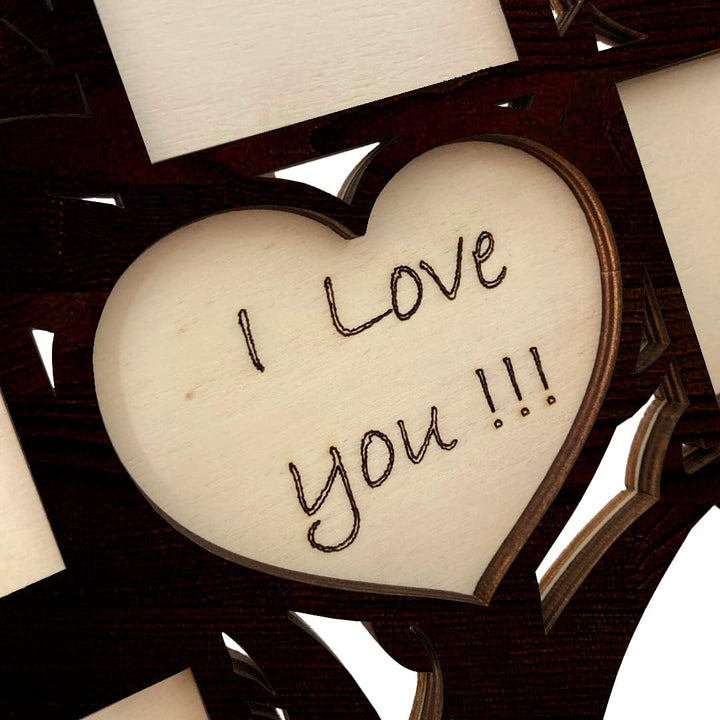 Pekiedo Bilderrahmen Lebensbaum aus Holz, Mehrfach-Bilderrahmen Love You, Geschenkidee für Freundin,