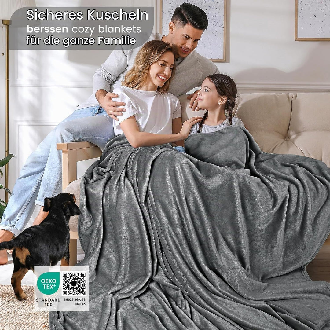 berssen 200x230cm Kuscheldecke Flauschig, Weiche Antistatik Fleecedecke, Dicke Sofadecke, Erweitert