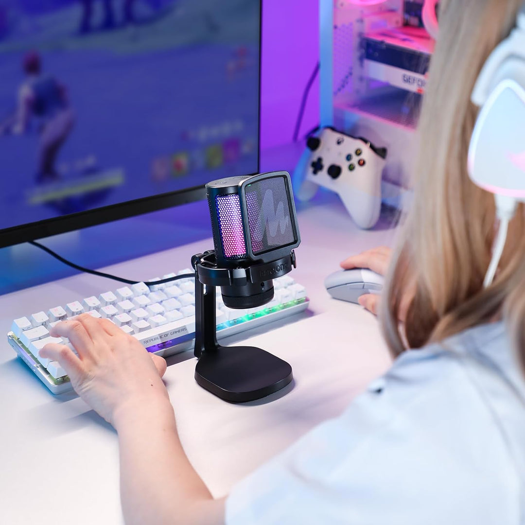 MAONO USB Gaming Mikrofon für PC, Kondensatormikrofon mit RGB-Leuchten für Streaming, Aufnahme, Podc