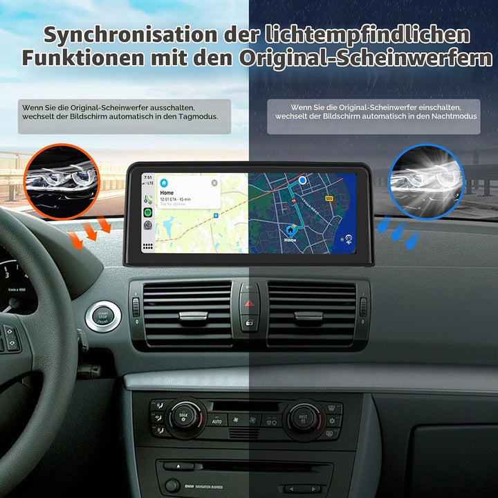 Road Top 10,25 Zoll Autoradio CarPlay für BMW 1er E81/E82/E87/E88 mit CCC