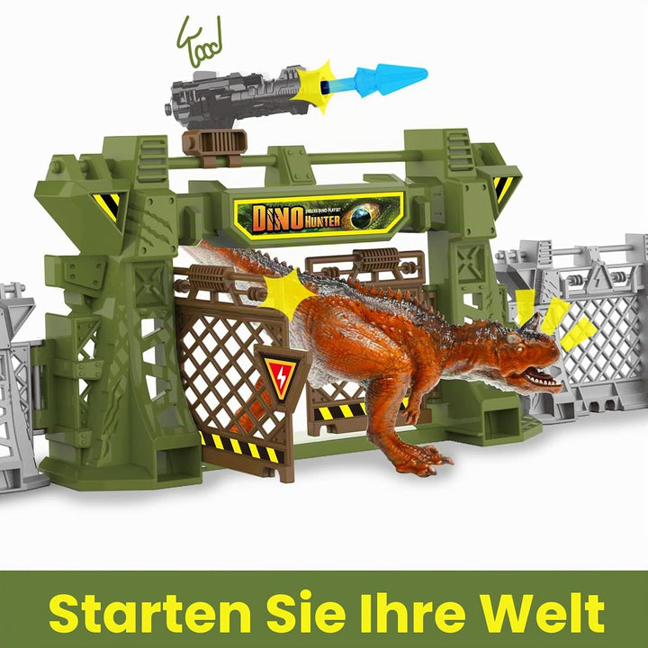 Oriate Dinosaurier Catch n Run Kampfspielset, inklusive Big Trex & Carnotaurus 12 Miniatur-Dino-Figu