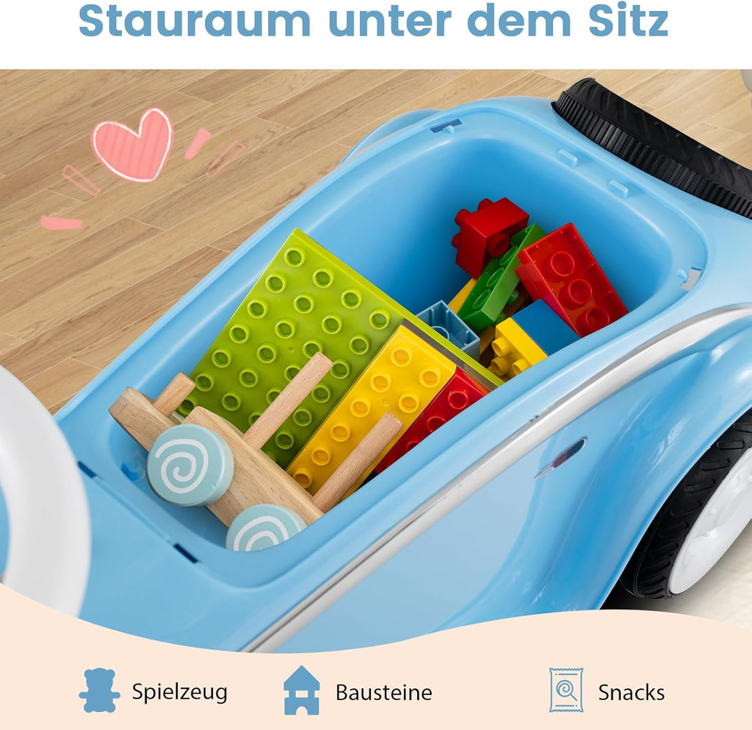 GOPLUS Kinder Rutschauto, Retro Classic Schiebeauto, Kinder Rutschfahrzeug mit Lenkrad, Hupe, LED-Sc