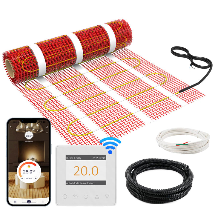 HEATIT Fussbodenheizung Matte, elektrisch, selbstklebend, Fussbodenheizung, 150W/㎡ Warmmat (1㎡ 84K)