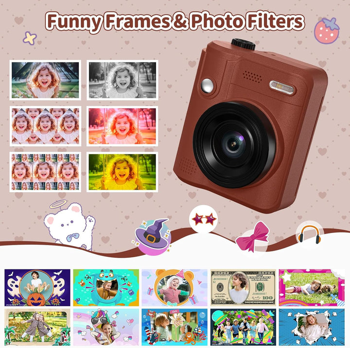 Gofunly Sofortbildkamera Kinder, 1080P HD Kinderkamera Sofortbildkamera mit 32GB Karte & DruckerPapi