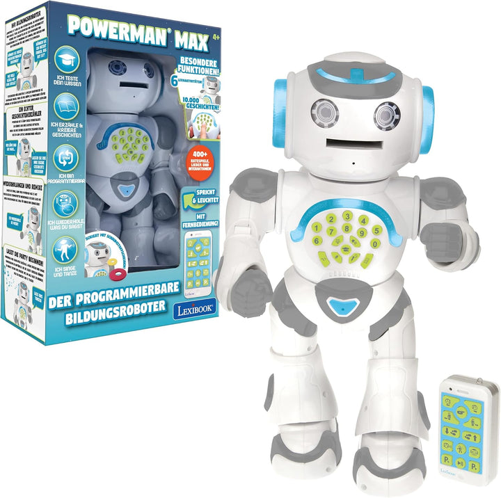 Lexibook Powerman Max, Fernbedienung Gehen Sprechender Spielzeugroboter, STEM Programmierbare, Tänze