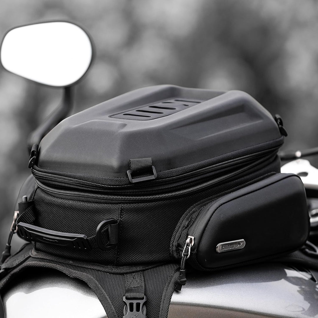 Rhinowalk Motorrad Tankrucksack Tanktasche Hartschale Wasserdicht Erweiterbar 15-18L Motorrad Sitz A