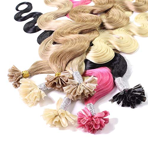 hair2heart Premium Extensions Echthaar Bondings Gewellt - 50 Strähnen 1g 60cm 9/31 lichtblond Gold A