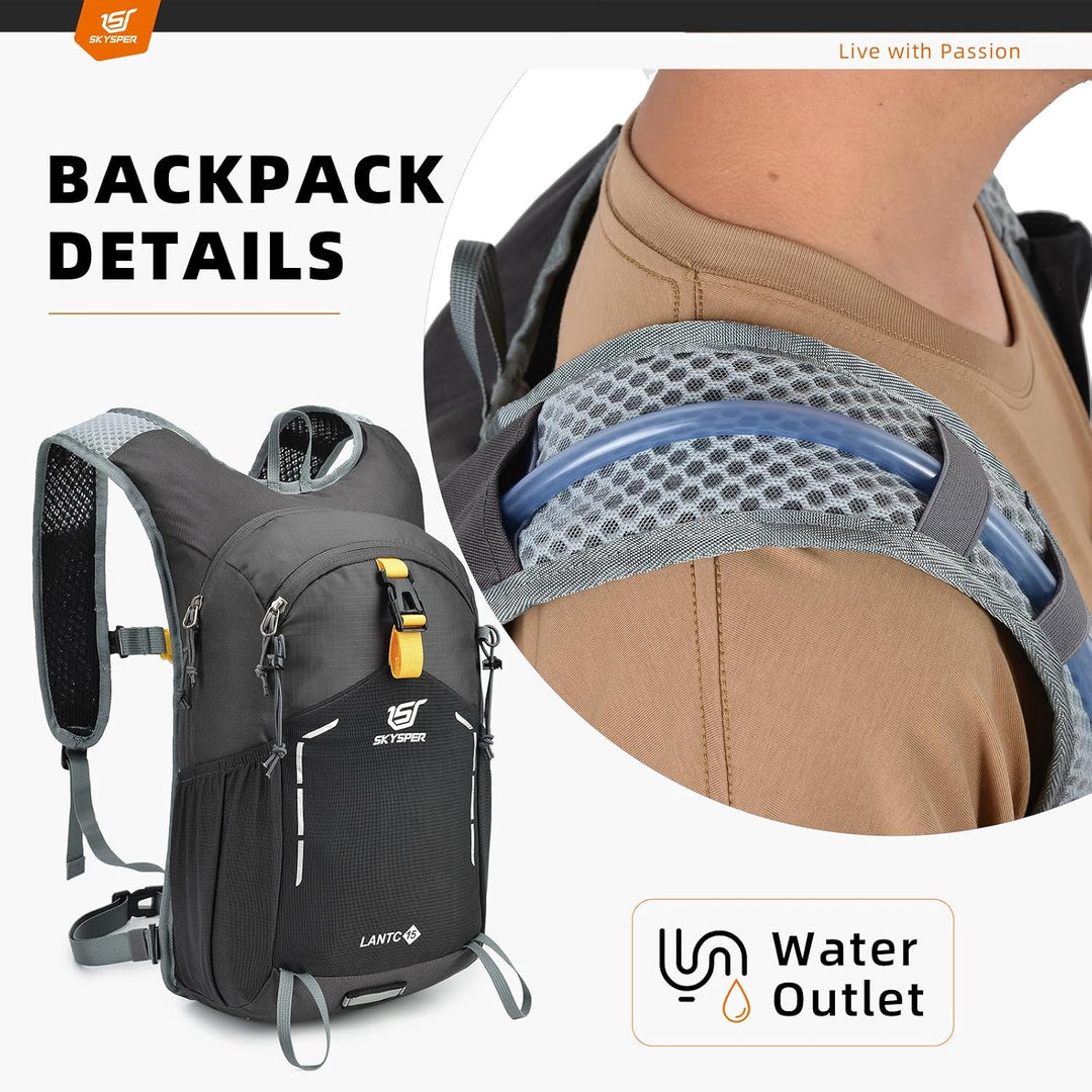 SKYSPER Wanderrucksack 15L Rucksack Klein Tagesrucksack Trekkingrucksack Travel Daypack Wandern Ruck
