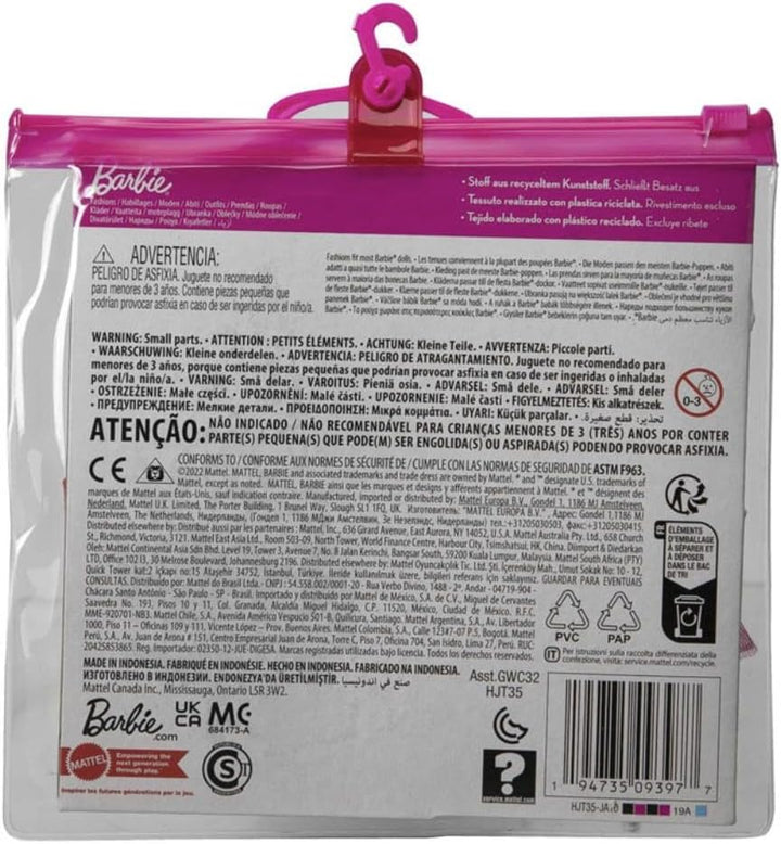 Barbie Fashion Pack – HJT35 – Kleidungsset für Puppen – Minikleid mit Puppenschulter, langes Kleid,