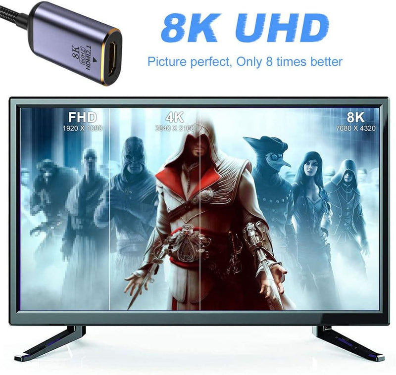 NFHK Mini DisplayPort 1.4 Quelle auf HDMI 2.0 Display 8K 60Hz UHD 4K Mini-DP auf HDMI Stecker Monito