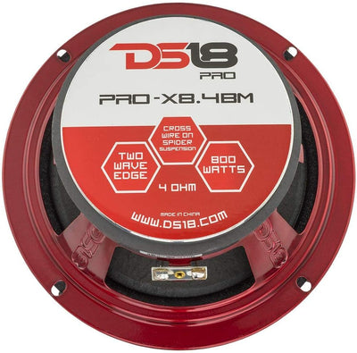 DS18 Car Midrange Speaker 8" Inch 600w Watt 8Ohm Bass Loudspeaker PRO-X8.4BM Bullet 4 Ohm 20,3 cm, B