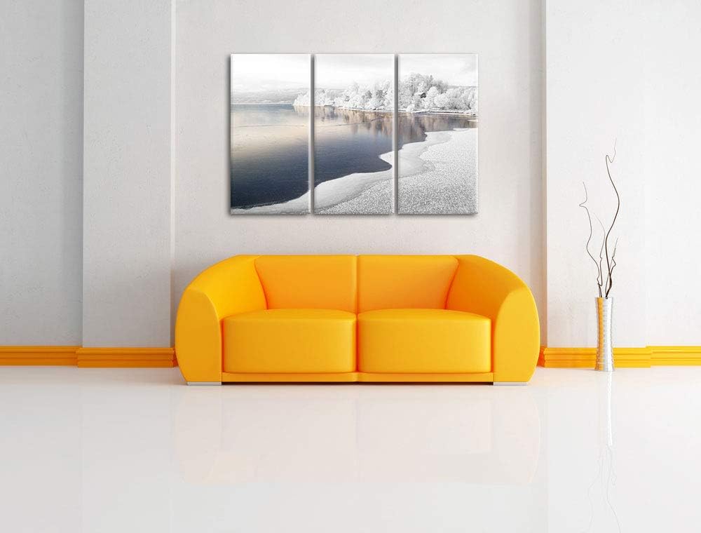 Traumhafte Winterlandschaft Wald Schnee schwarz/weiss 3-Teiler Leinwandbild 120x80 Bild auf Leinwand