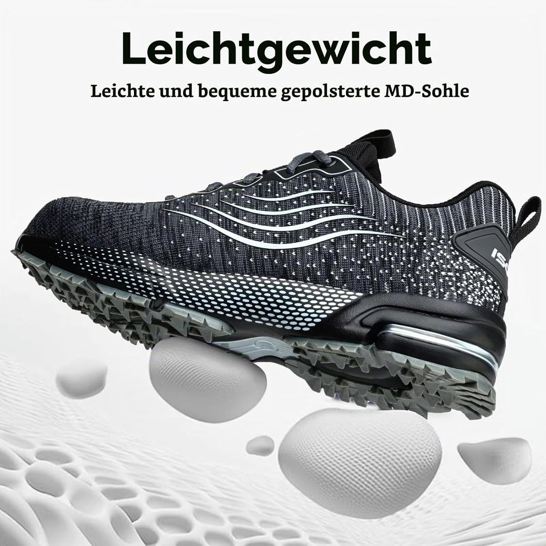 ISOOUS Sicherheitsschuhe Herren Damen Arbeitsschuhe Leicht Atmungsaktiv rutschfest Stahlkappe Schutz