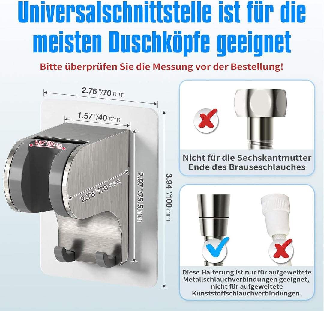 JONKEAN Duschkopfhalterung ohne Bohren, 3M Kleber Handbrause Halterung, 45° Verstellbare Duschbrause