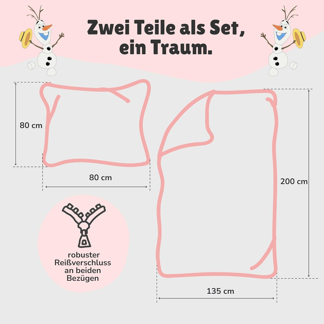 Familando Warme Frozen Die Eiskönigin Bettwäsche für Mädchen · Fleece Mädchenbettwäsche 135x200 80x8