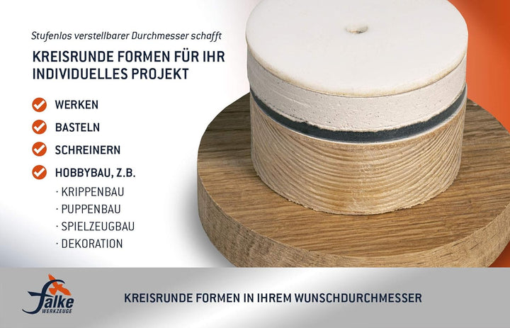 Falke Kreisschneider FKS-H 120 - Universal für Holz, Kunststoff, Gipskarton | Durchmesser stufenlos