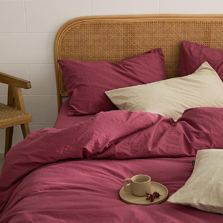 Sedefen Bettwäsche 200x200cm Baumwolle Renforce Altrosa Rosa Uni Unifarben Baumwollbettwäsche Set,Do