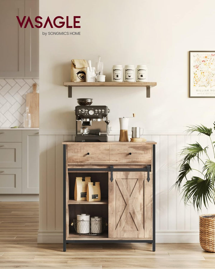 VASAGLE Sideboard, Küchenschrank, Aufbewahrungsschrank, mit Schiebetür, 30 x 70 x 80 cm, verstellbar