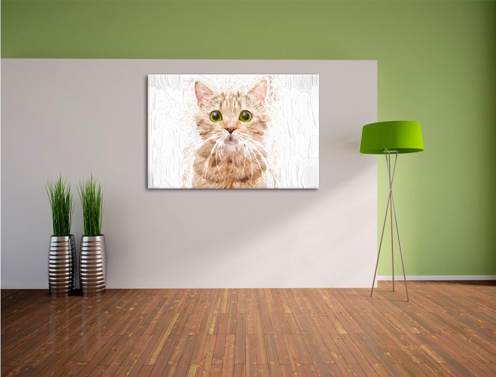 Pixxprint Katze Scottish Straight / 100x70cm Leinwandbild bespannt auf Holzrahmen/Wandbild Kunstdruc