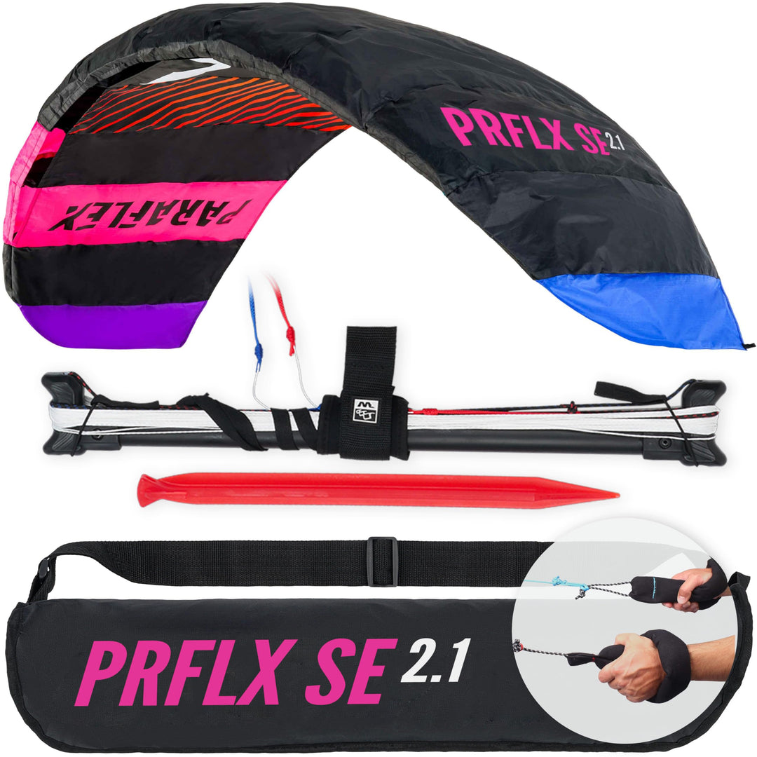 Wolkenstürmer® Paraflex Basic 2-Leiner Lenkmatte 2.1 SE grau - Kite Drachen mit Flugschlaufen – Zwei