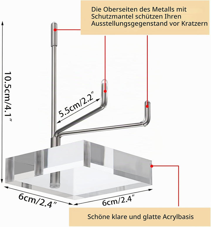 BTSKY Mittelgrosse verstellbare silberne Metallarm-Staffelei mit quadratischem Acrylsockel, Display-