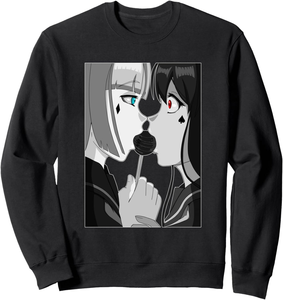 Gothic und Emo Yuri Couple Sweet Lollipop Kiss Anime & Manga Sweatshirt