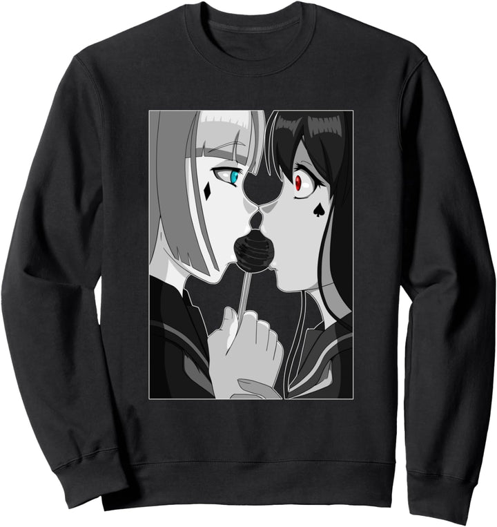 Gothic und Emo Yuri Couple Sweet Lollipop Kiss Anime & Manga Sweatshirt