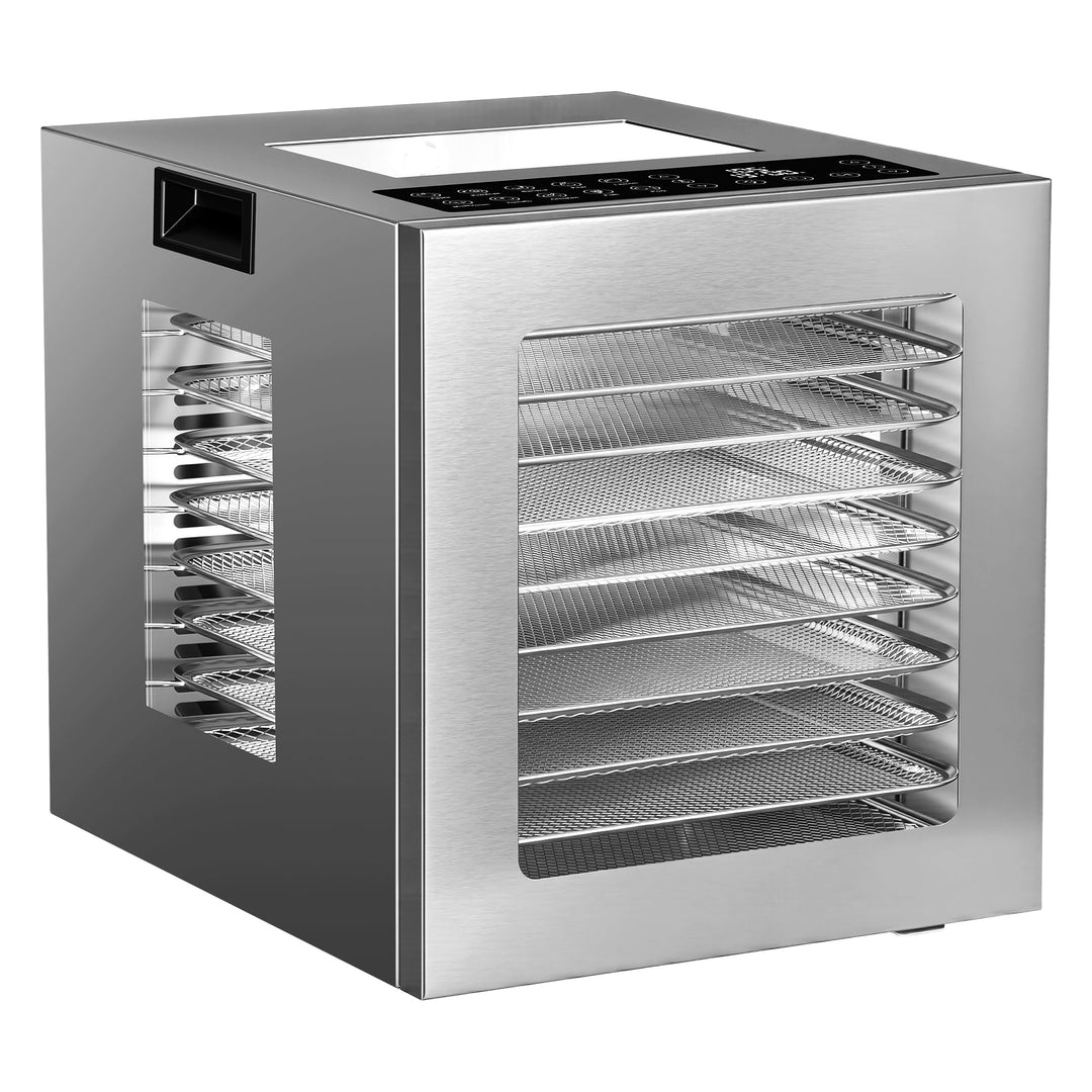 JUMMICO Dörrautomat 850W Edelstahl – 12 Tabletts, 48h Timer, 10 Programme, Digitale Steuerung, Ideal