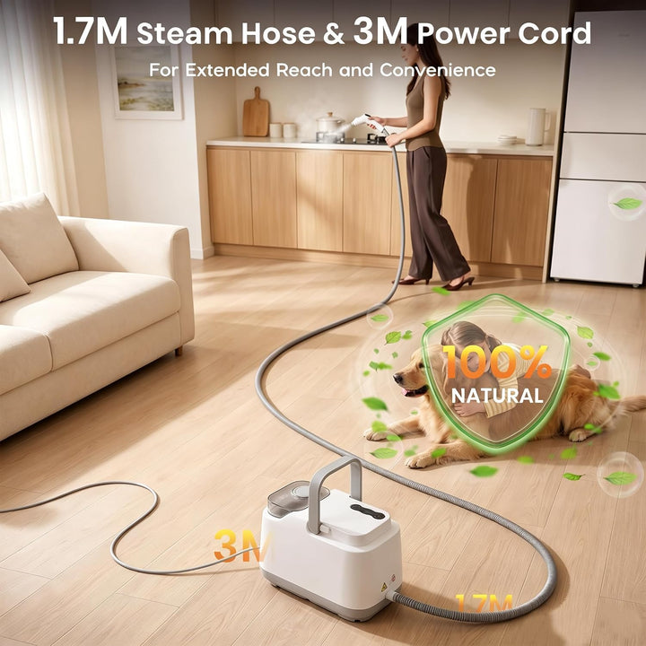 1500W Dampfreiniger Handgerät, Steam Cleaner, 10S Aufheizzeit, 2L Tank, 4.7M Kabel, 4Bar Druck, Damp