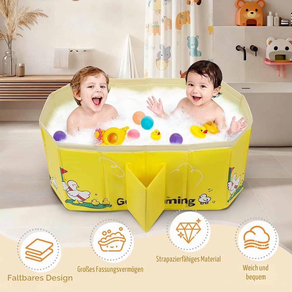 Faltbare Badewanne Kinder Tragbare Säuglings Badewanne Baby mit Ablassschraube Integrierte Tragbare